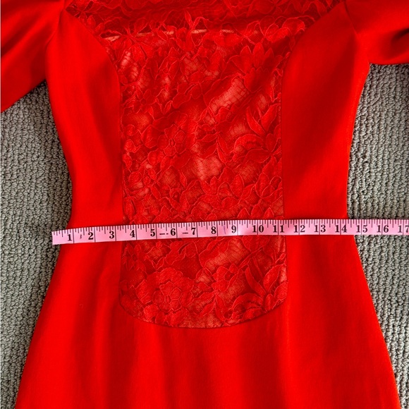 VTG ~ Peggy Jennings ~ Couture Red Dress with Lace - Picture 9 of 9